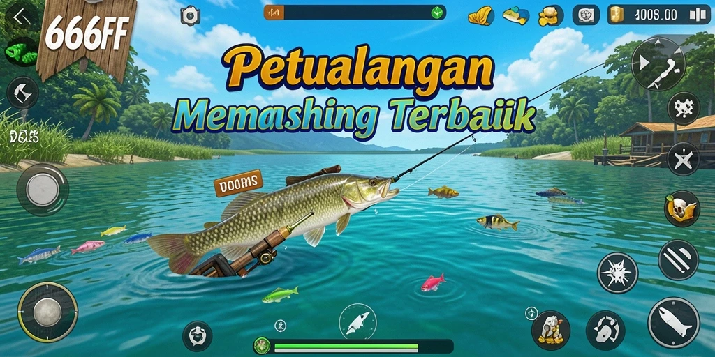 Screenshot gameplay 666FF menunjukkan momen memancing yang menegangkan.