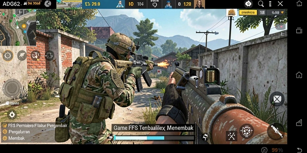 Screenshot menunjukkan aksi mendebarkan dalam gameplay ADG62.