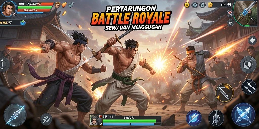 Tampilan gameplay menegangkan dalam HOKAGE77 dengan pertarungan seru.