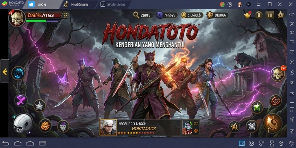 Tampilan gameplay HONDATOTO yang menegangkan dan misterius.