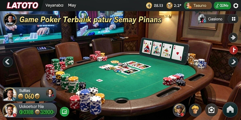 Gameplay LATOTO yang seru dan menantang dalam poker.
