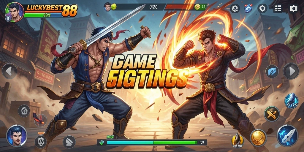 Tampilan screenshot gameplay LUCKYBEST88 yang penuh aksi pertarungan.