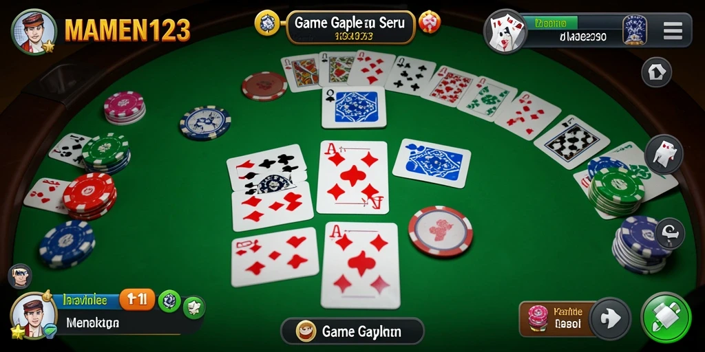 Screenshot gameplay MAMEN123 menampilkan suasana permainan Gaple yang seru.