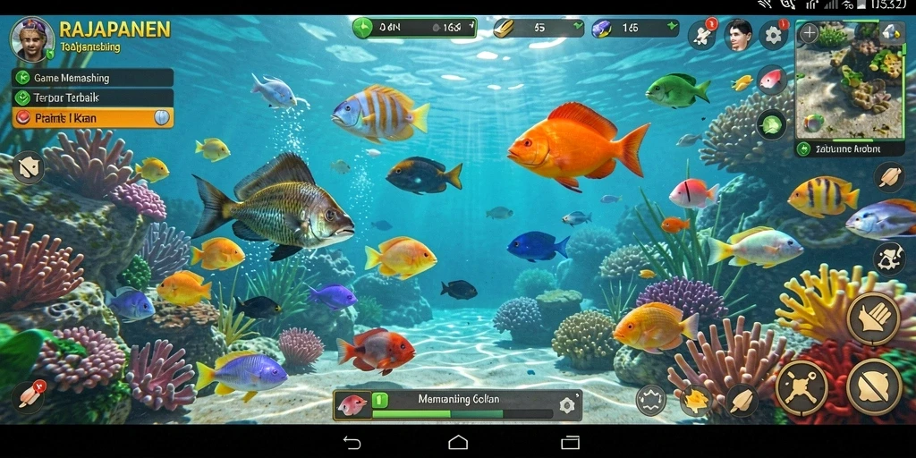 Tampilan menarik dari gameplay memancing di RAJAPANEN.